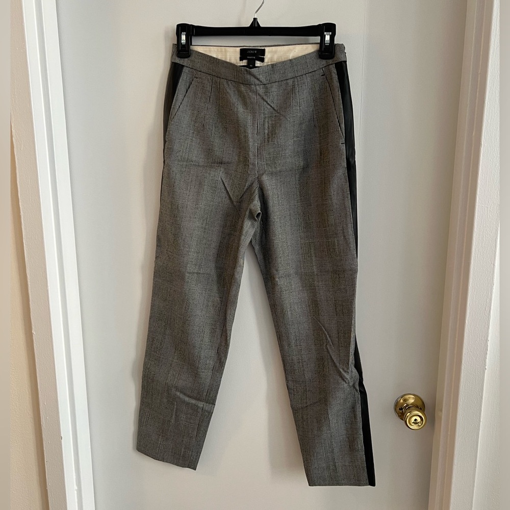 J. Crew Women’s Martie Pants - Faux Leather Tux Stripe, Plaid Houndstooth